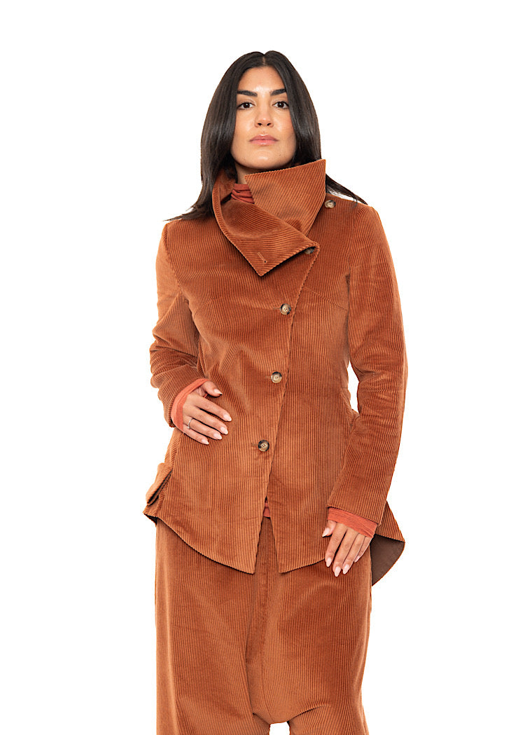 ASYMMETRIC STRETCH CORD VELVET JACKET