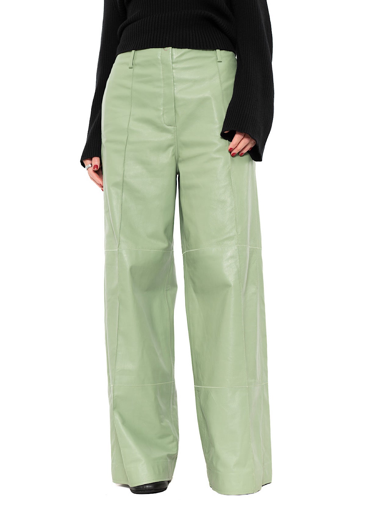 SIGNATURE WIDE LEG LEATHER TROUSER