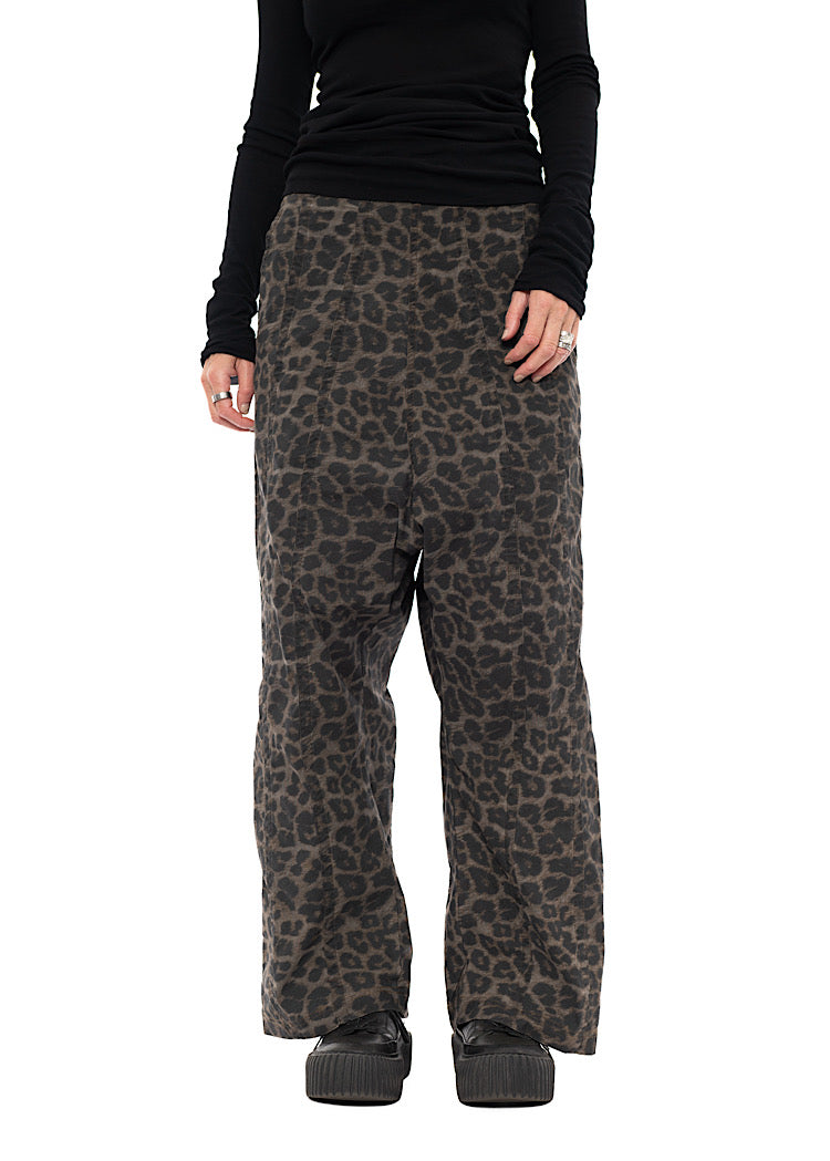 LEOPARD PRINT DROP CROTCH TROUSER