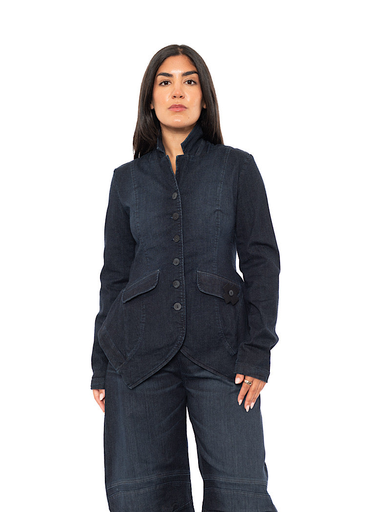 STRETCH DENIM FITTED JACKET