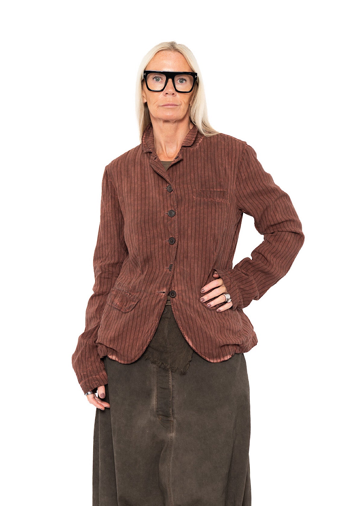 GARMENT-DYED SILK STRIPE JACKET