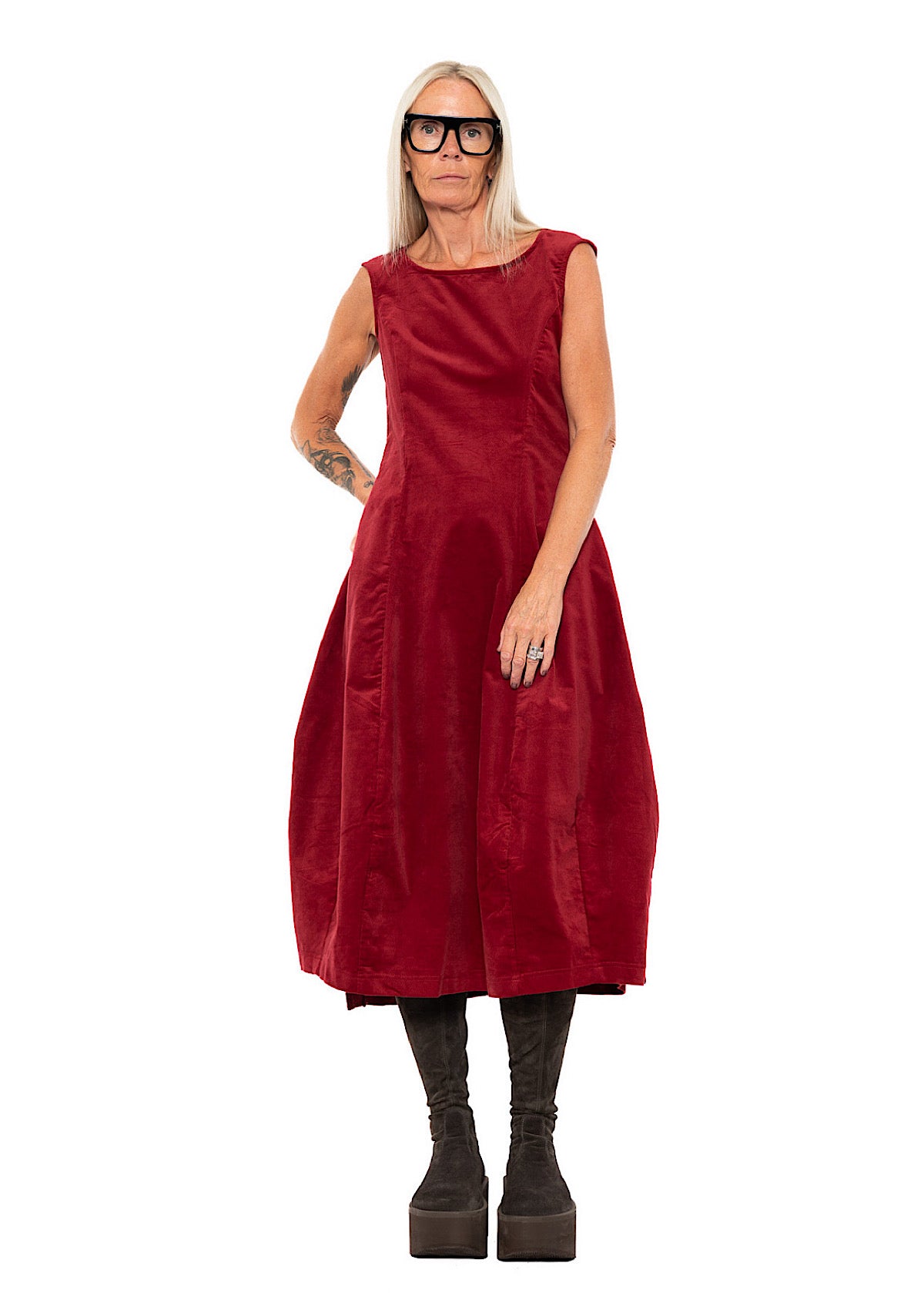 STRETCH-VELVET BALLOON DRESS