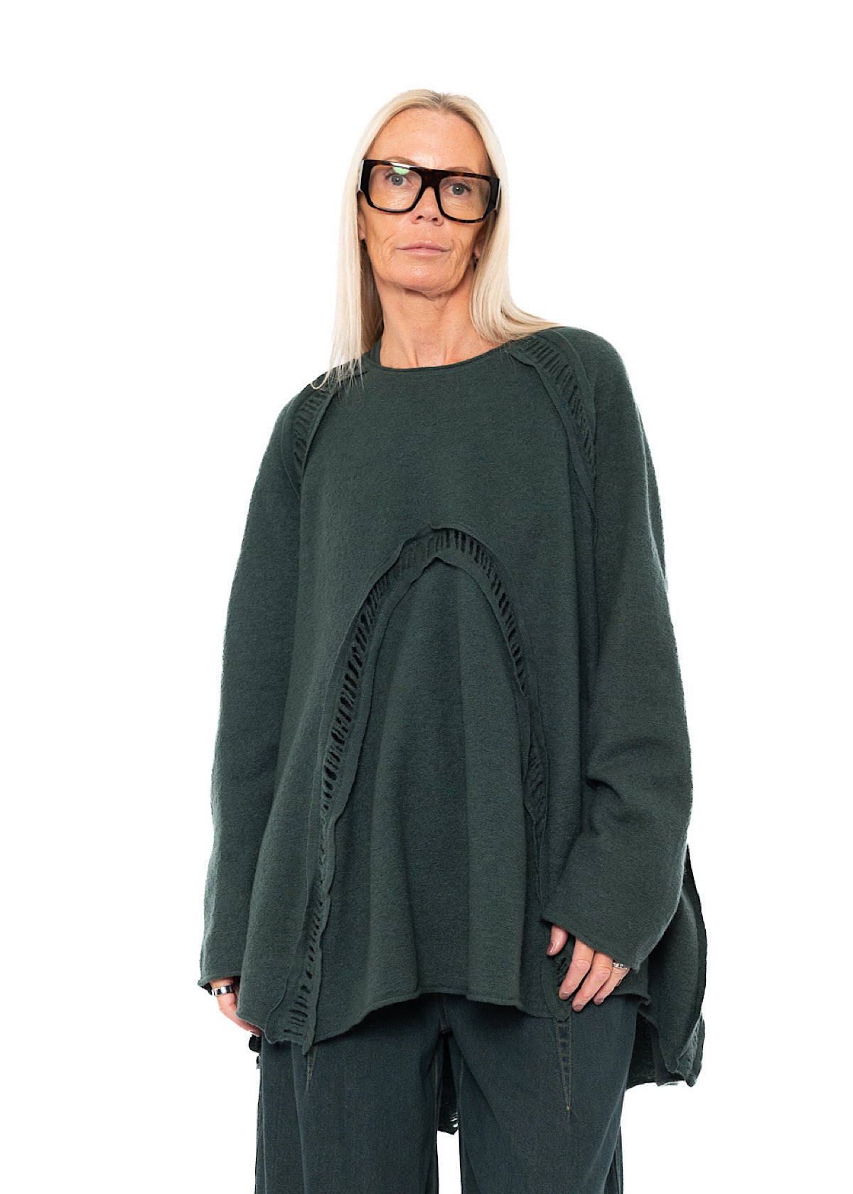 BOILED WOOL LADDER STITCH TUNIC