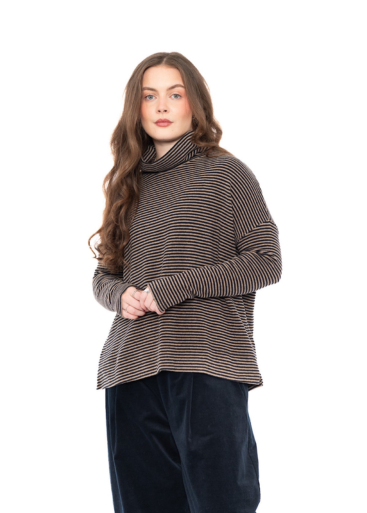 STRIPED COTTON-FLEECE JADE PULLOVER