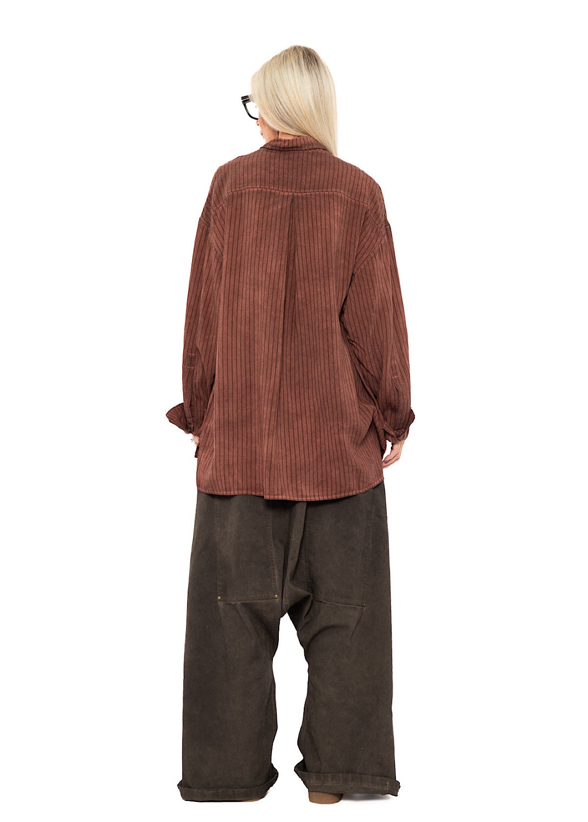 GARMENT-DYED SILK STRIPE SHIRT