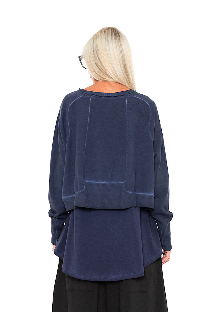 CROPPED LENGTH DISTRESSED PULLOVER