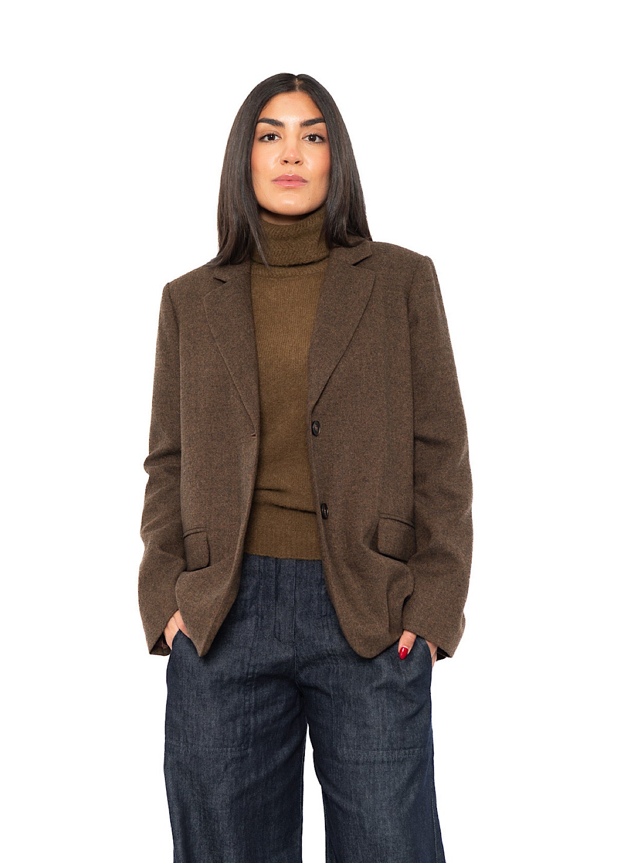 RELAXED HERRINGBONE BLAZER