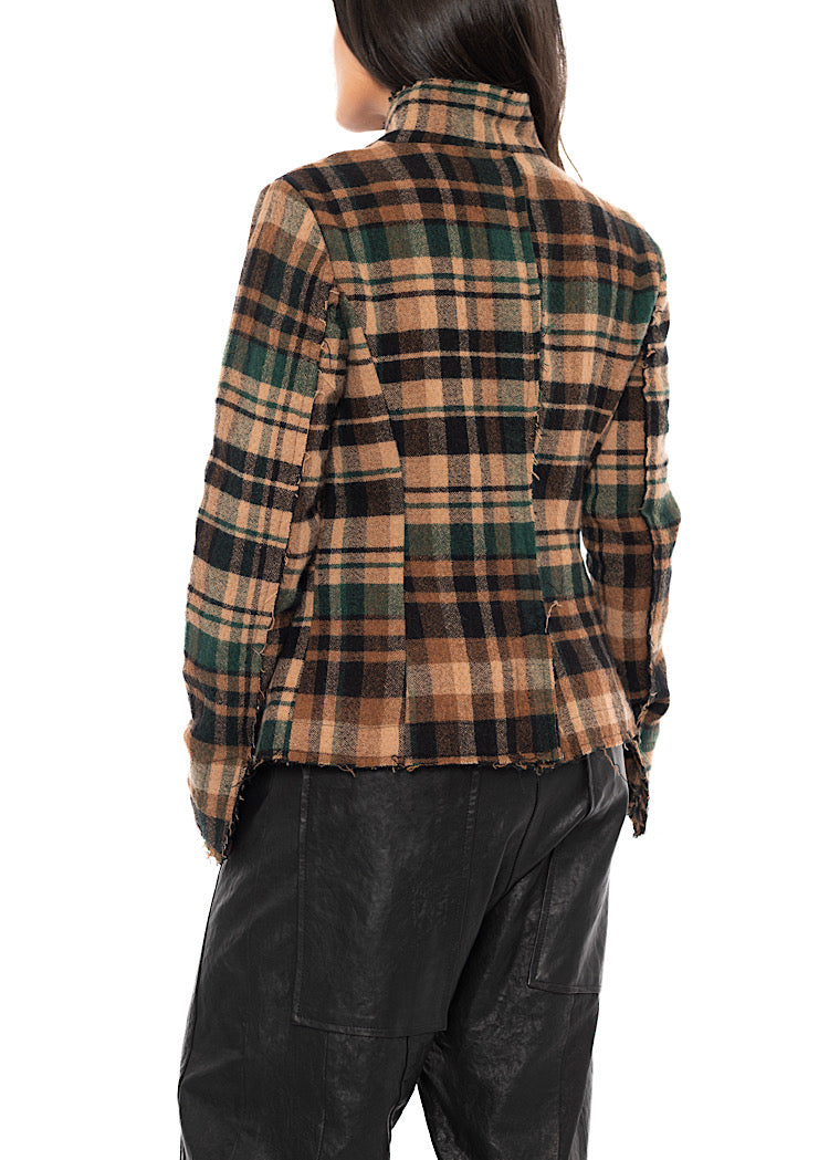 TEXTURED CHECK WOOL BLEND JACKET