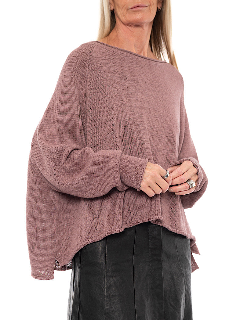 LINEN-BLEND KNITTED PULLOVER