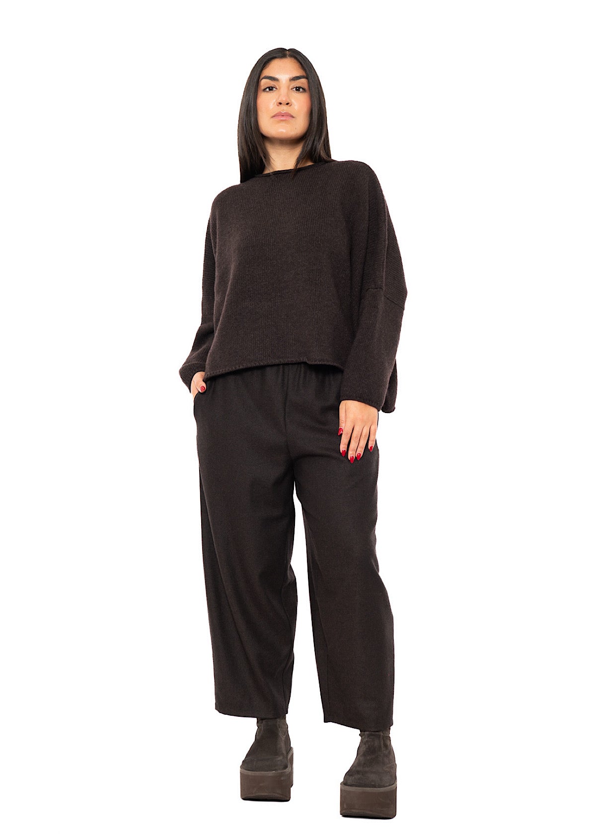 HERRINGBONE WOOL BLEND FOSCO TROUSER