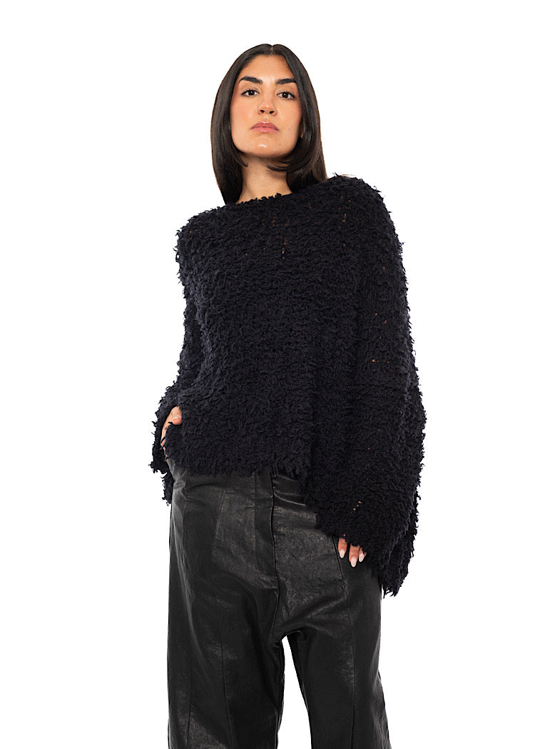 TEXTURED WOOL BLEND PULLOVER