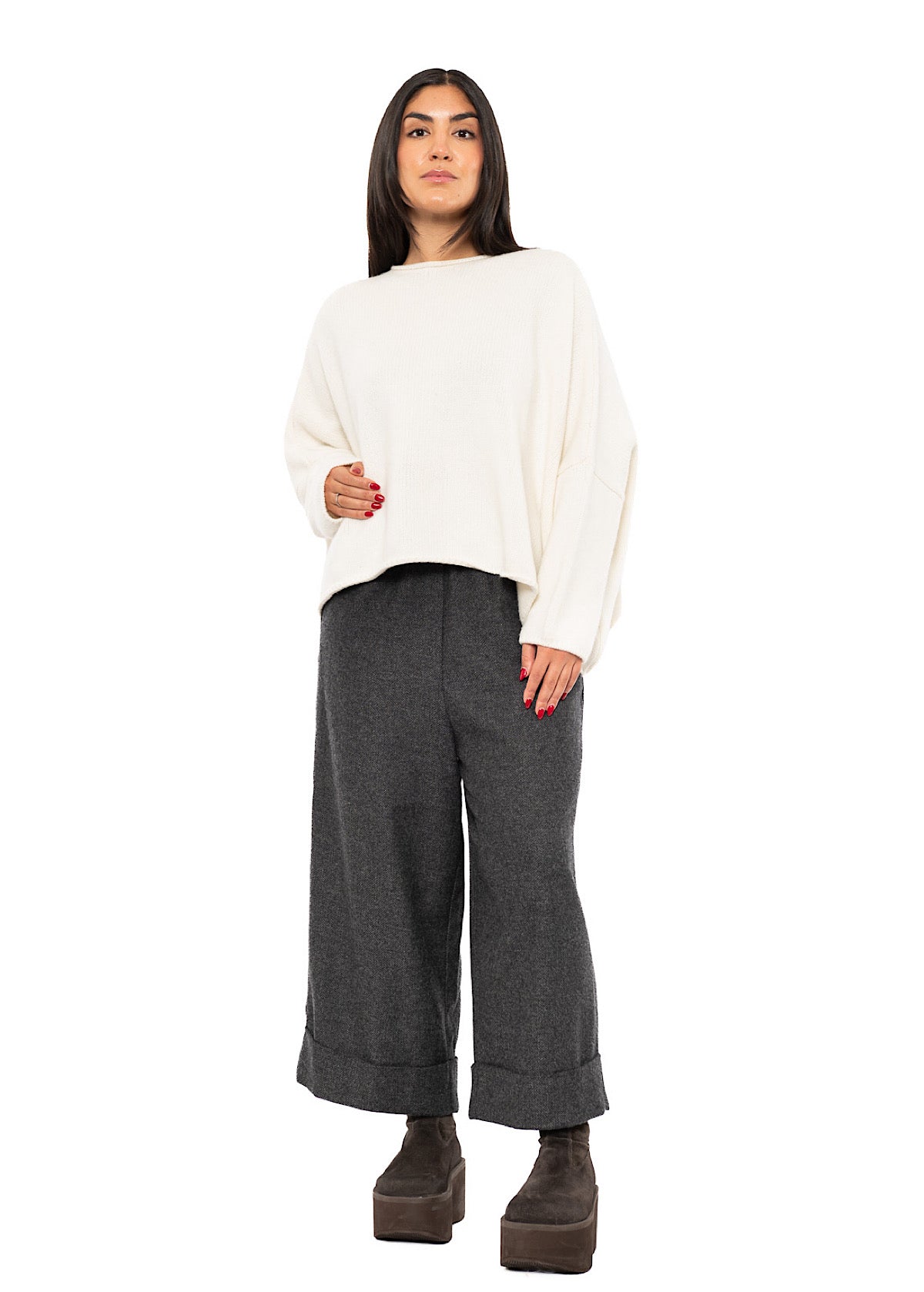 CROPPED CASHMERE BLEND FAUSTA PULLOVER