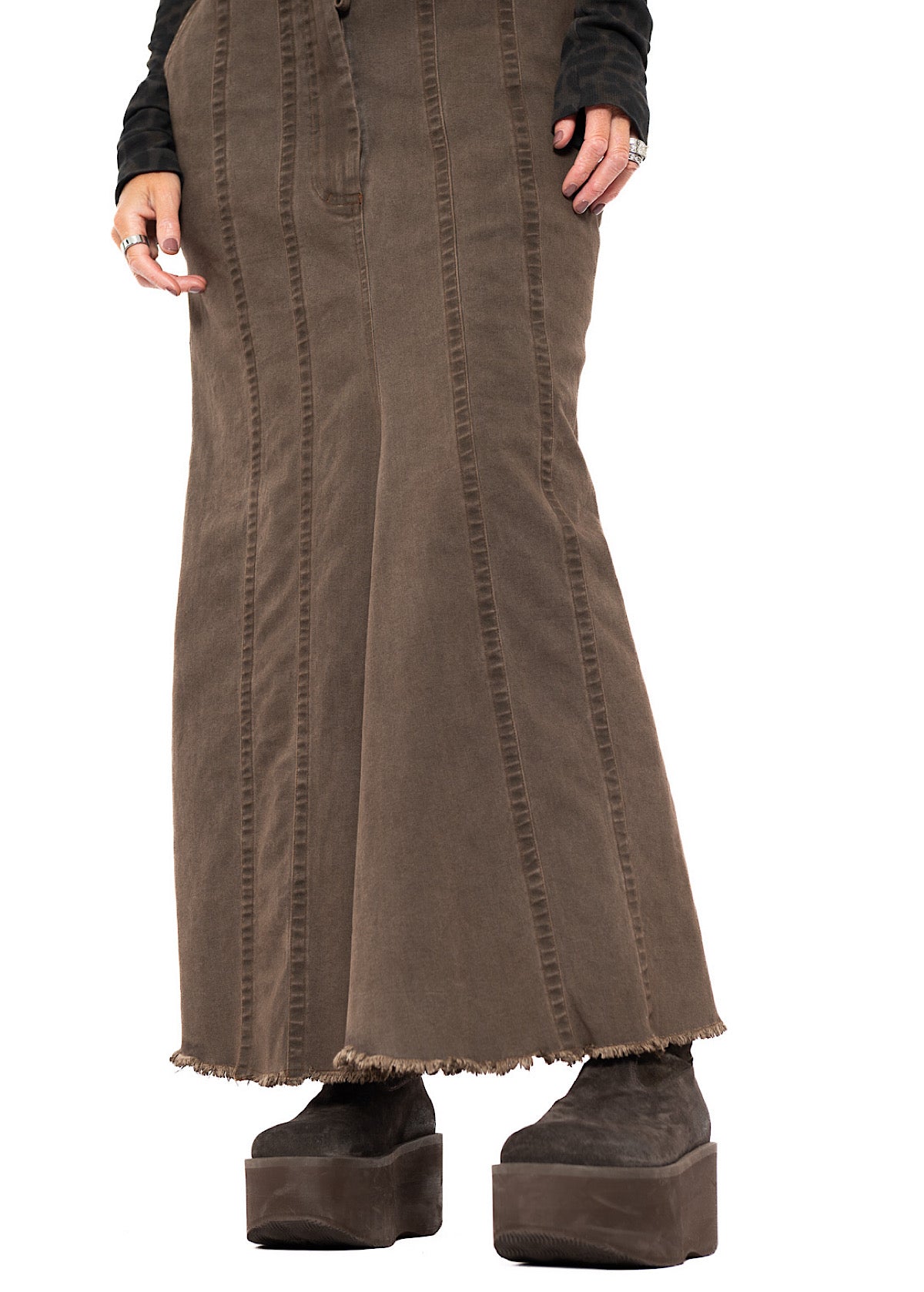 STRETCH DENIM MAXI SKIRT