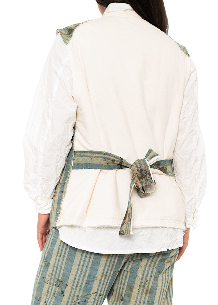 STRAIGHT CUT STRIPED COTTON WAISTCOAT