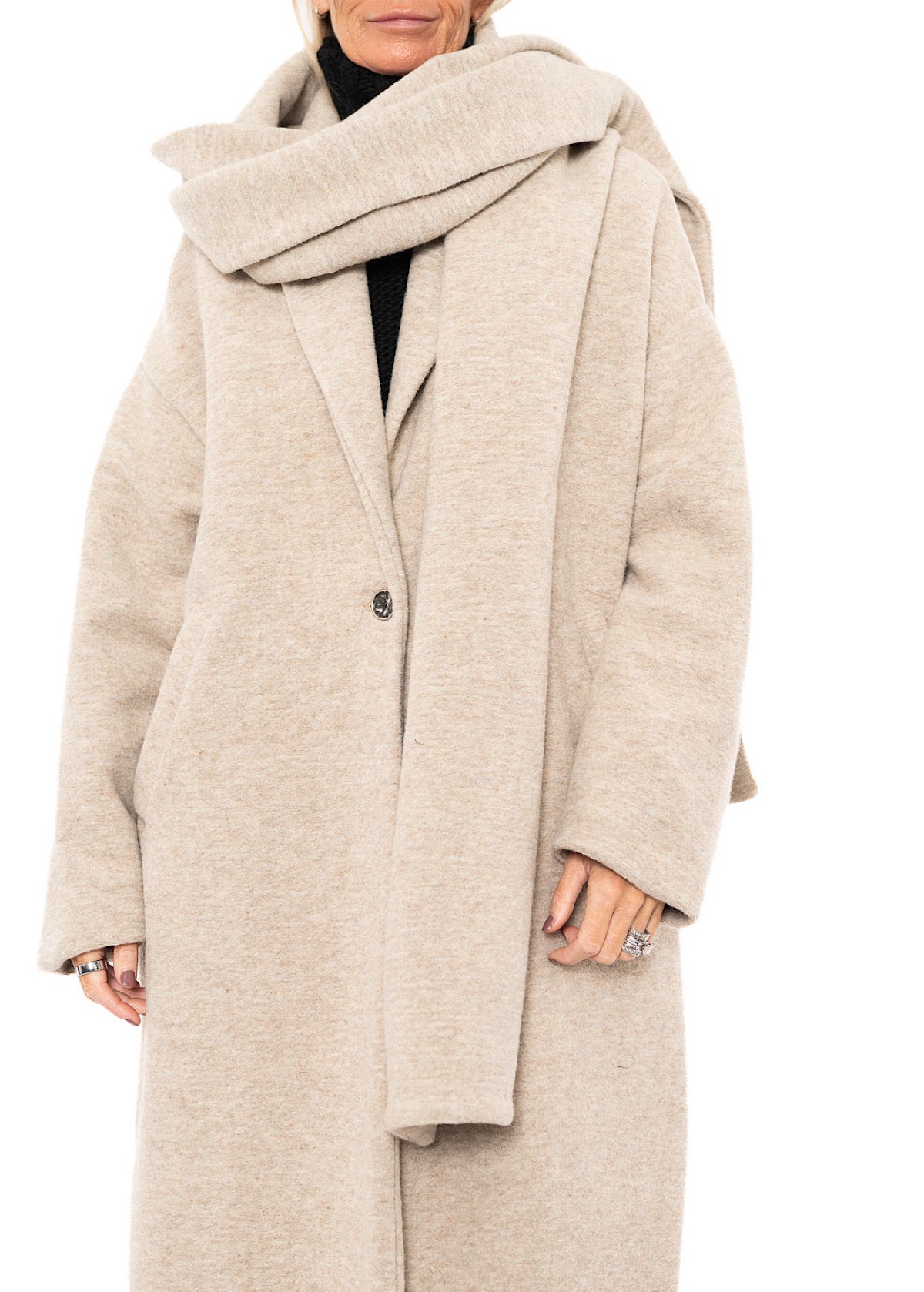 WOOL-BLEND COAT WITH SCARF