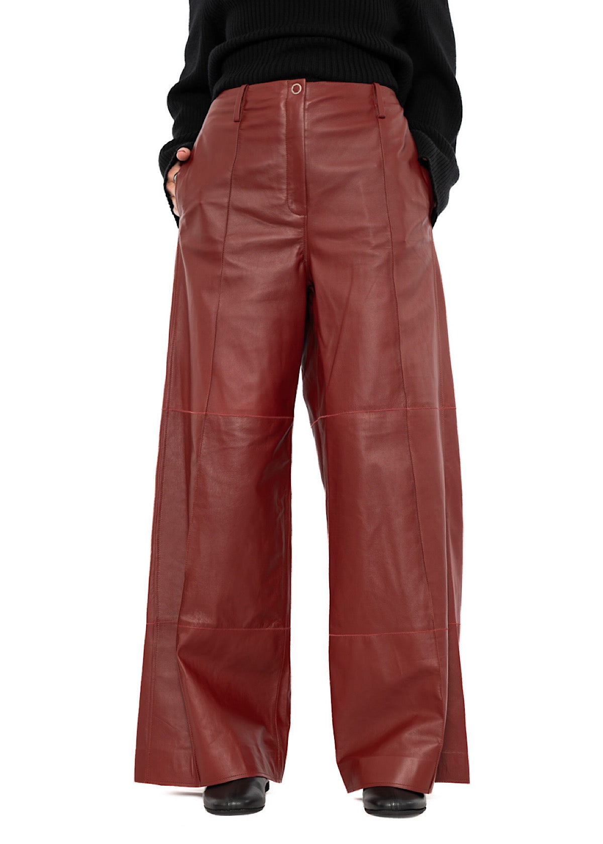 SIGNATURE WIDE LEG LEATHER TROUSER