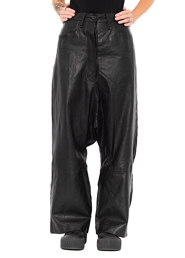 LEATHER DROP-CROTCH TROUSER