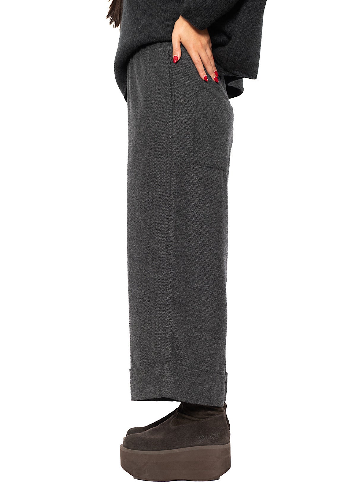 HERRINGBONE WIDE LEG GIONA TROUSER