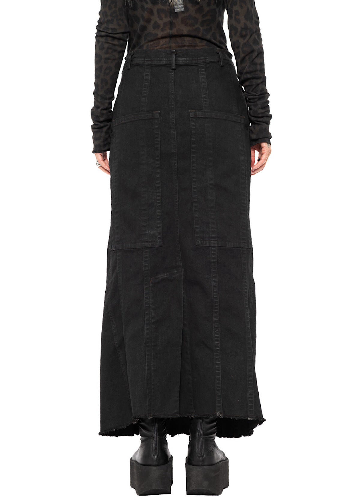 STRETCH DENIM MAXI SKIRT