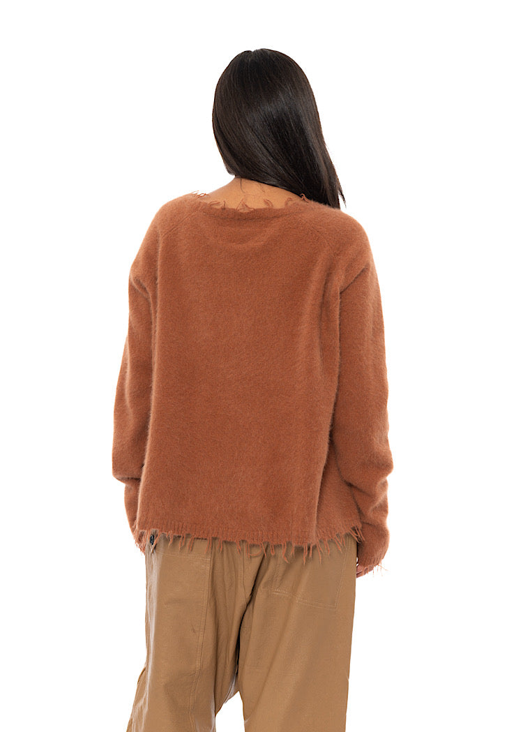 RELAXED FRAYED KNIT PULLOVER