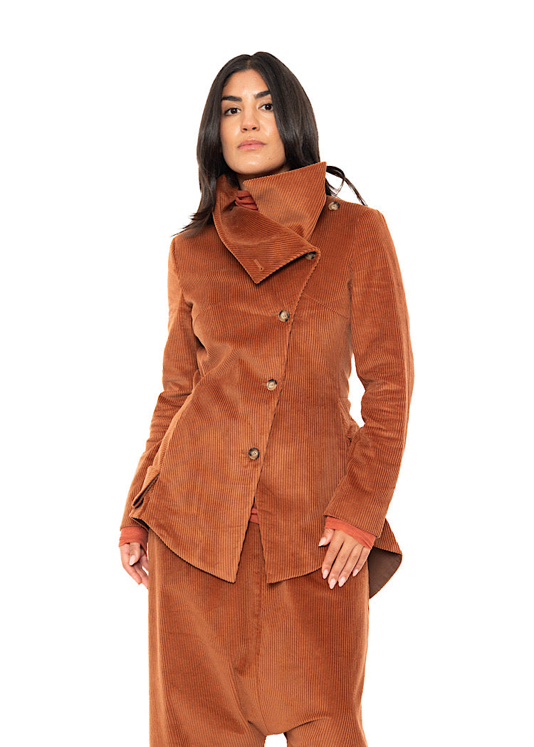 ASYMMETRIC STRETCH CORD VELVET JACKET