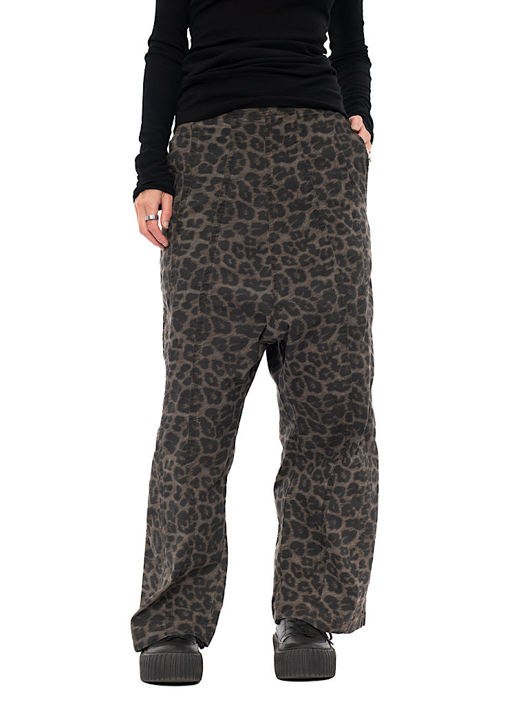 LEOPARD PRINT DROP CROTCH TROUSER