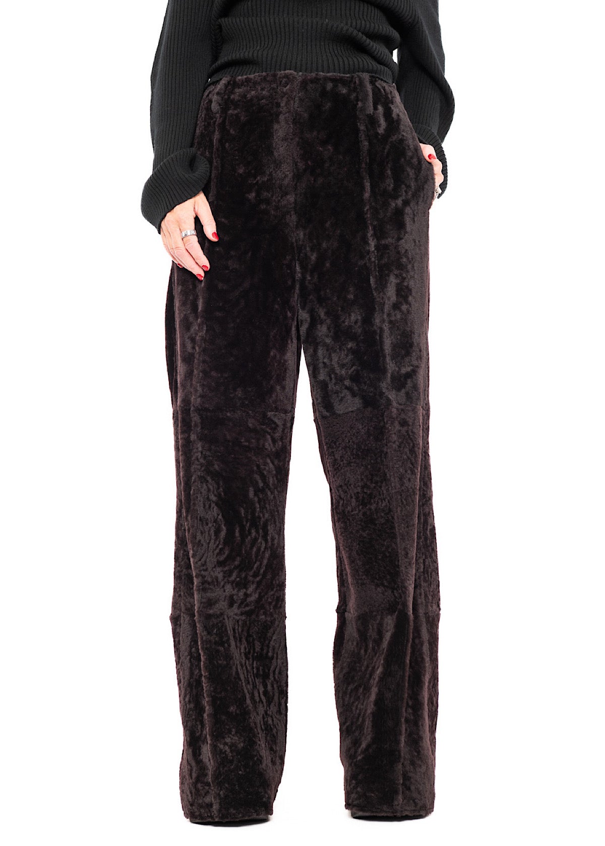 WIDE FUR LEATHER TROUSER