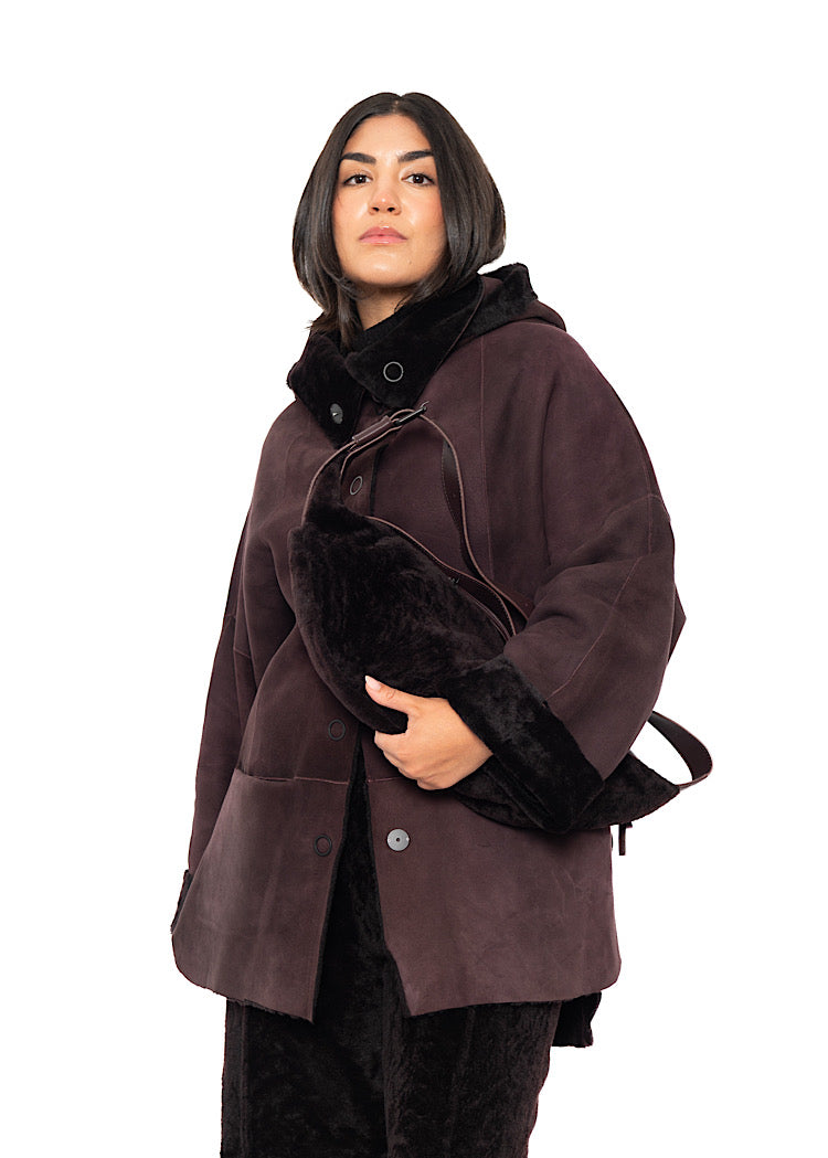 CROSSBODY FUR-FINISHED LEATHER BAG