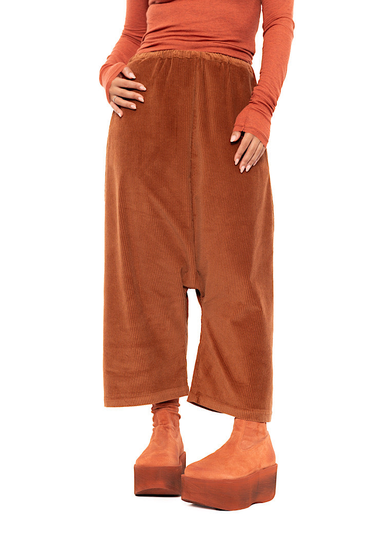 DROP CROTCH STRETCH CORD VELVET TROUSER