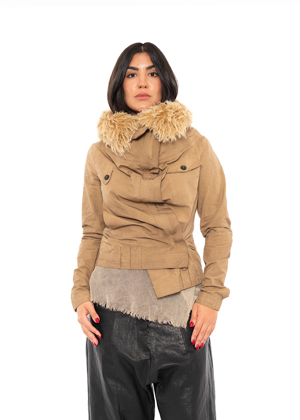 FITTED DETACHABLE FAUX FUR TRIMMED JACKET