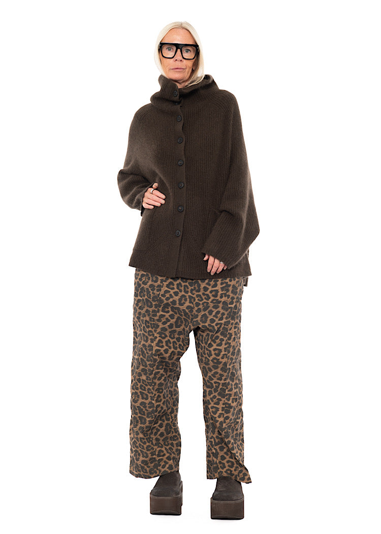 MERINO RACCOON FUNNEL NECK CARDIGAN
