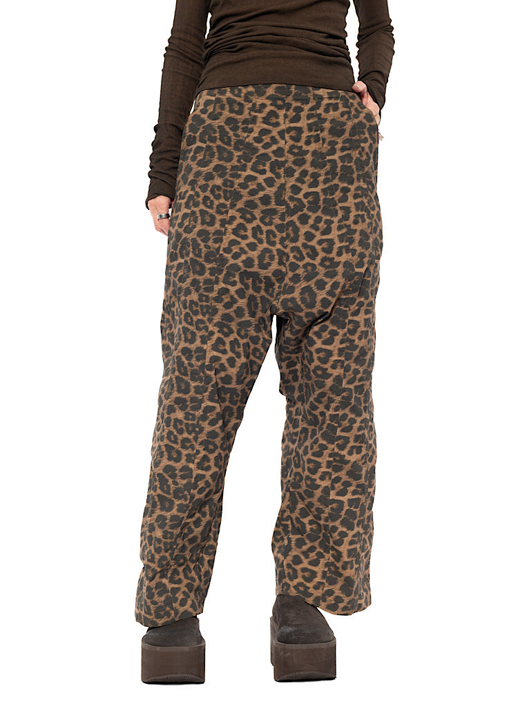 LEOPARD PRINT DROP CROTCH TROUSER