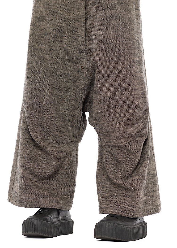 PINSTRIPE DROP CROTCH WOOL TROUSER