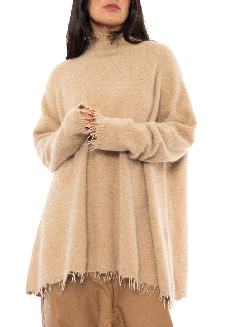 OVERSIZED FOX WOOL SILK KNITTED TUNIC