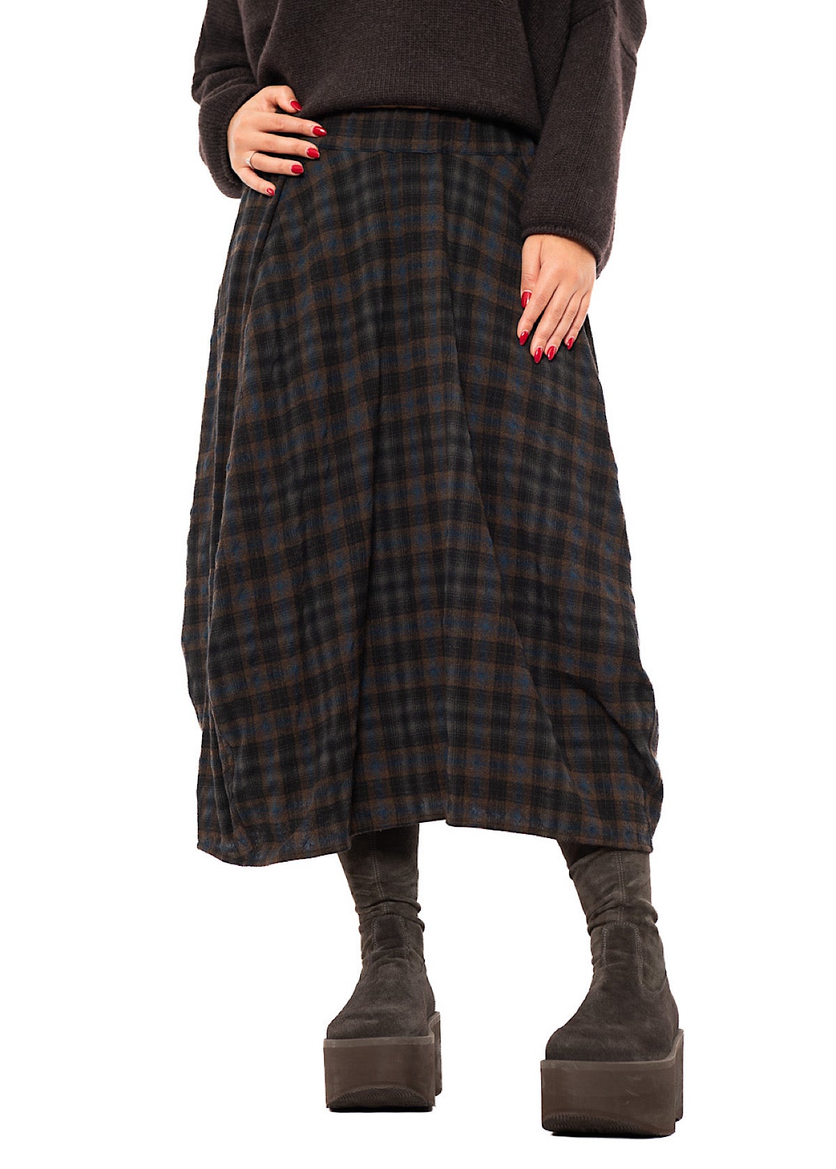 CHECKERED WOOL BLEND ISOTTA SKIRT