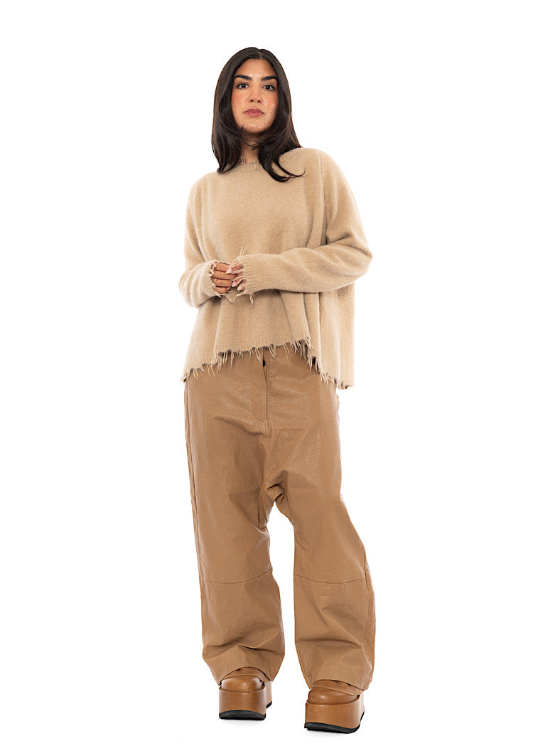 RELAXED FRAYED KNIT PULLOVER