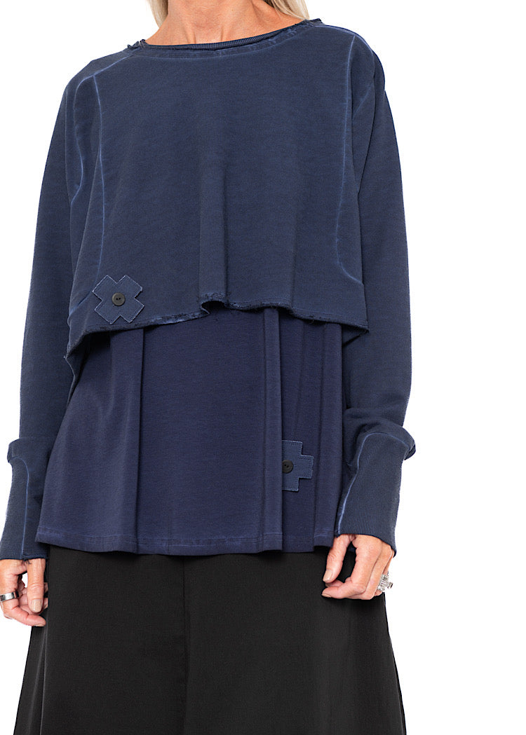 CROPPED LENGTH DISTRESSED PULLOVER