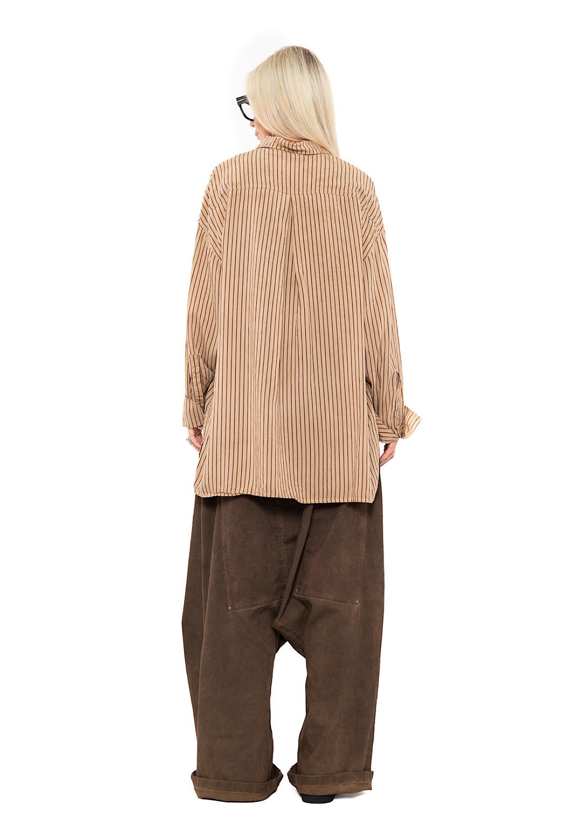 GARMENT-DYED SILK STRIPE SHIRT