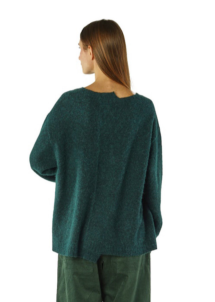 BRUSHED MÉLANGE KNITTED PULLOVER *BLACK* (Shown in FOREST MELANGE)