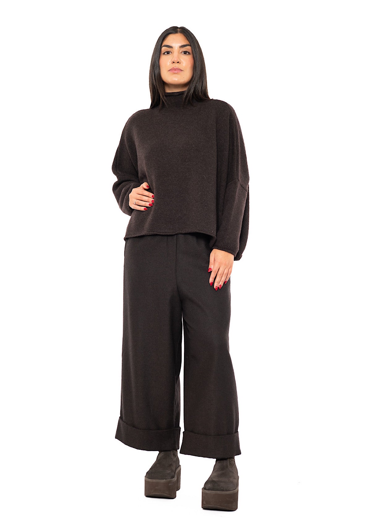 HERRINGBONE WIDE LEG GIONA TROUSER