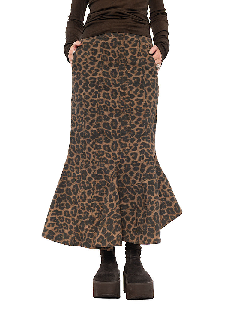 SCULPTURAL LEOPARD SKIRT