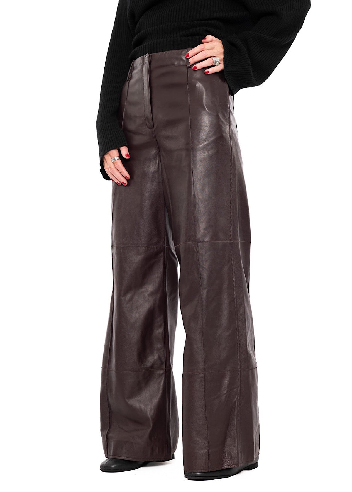 SIGNATURE WIDE LEG LEATHER TROUSER