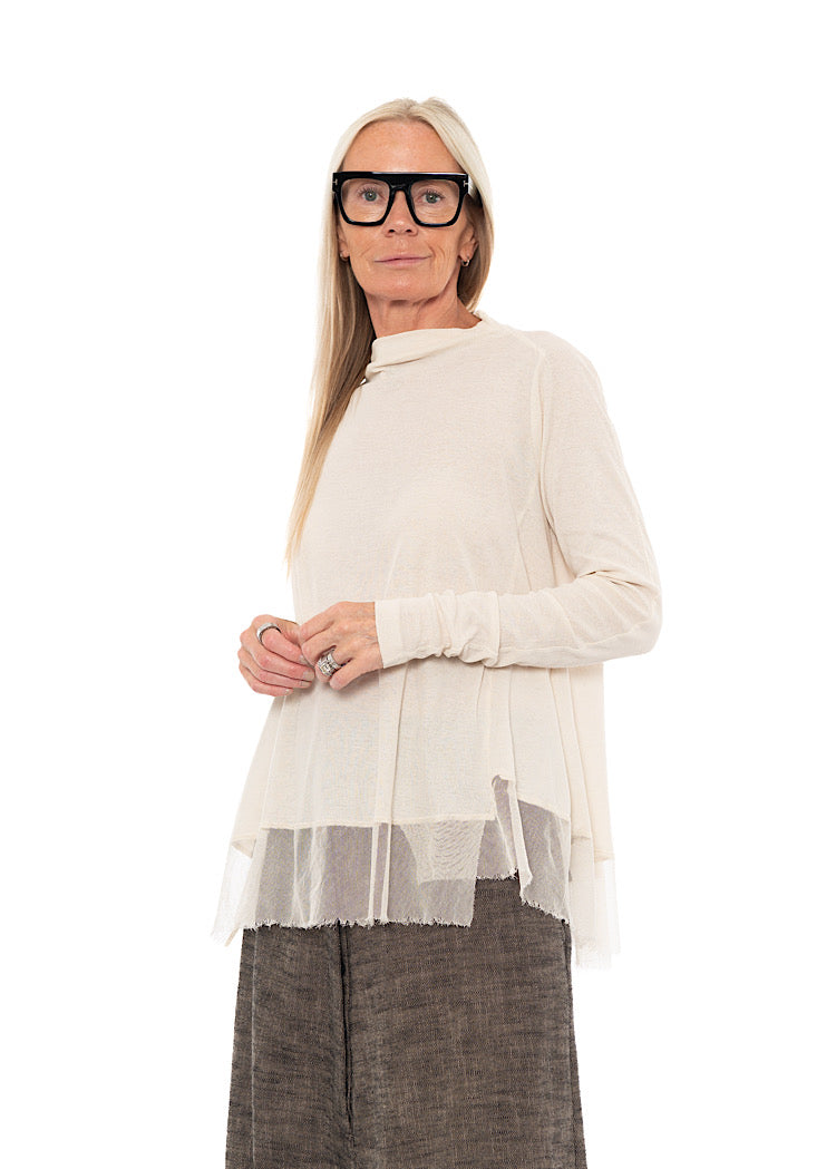 RELAXED NETTED HEM T-SHIRT