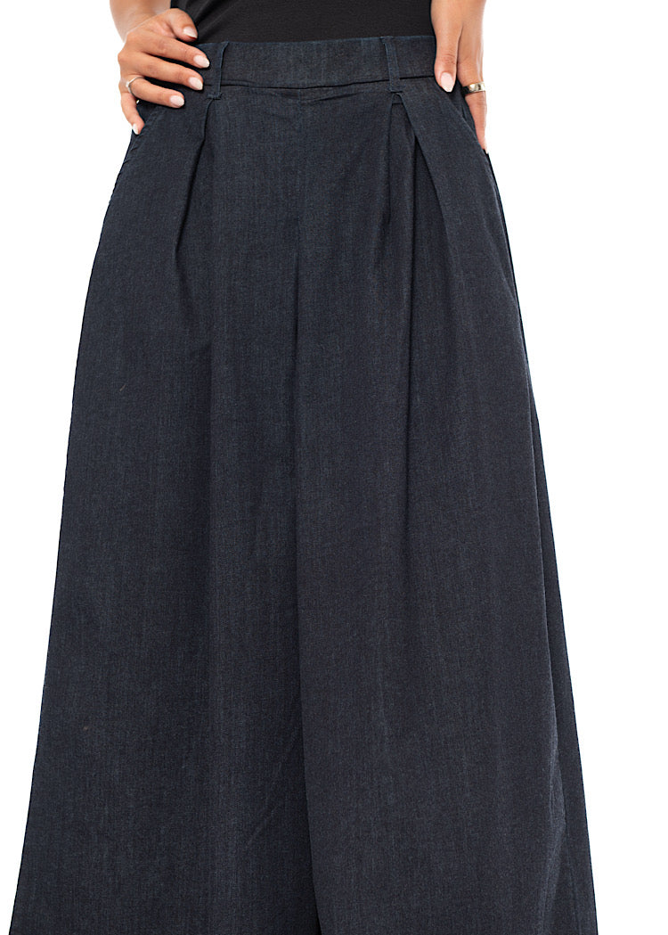 STRETCH PLEATED WIDE-LEG TROUSER