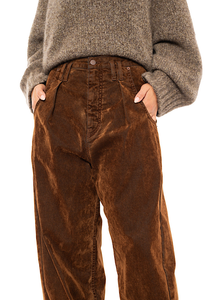 FLOCKED BARREL-LEG TROUSER
