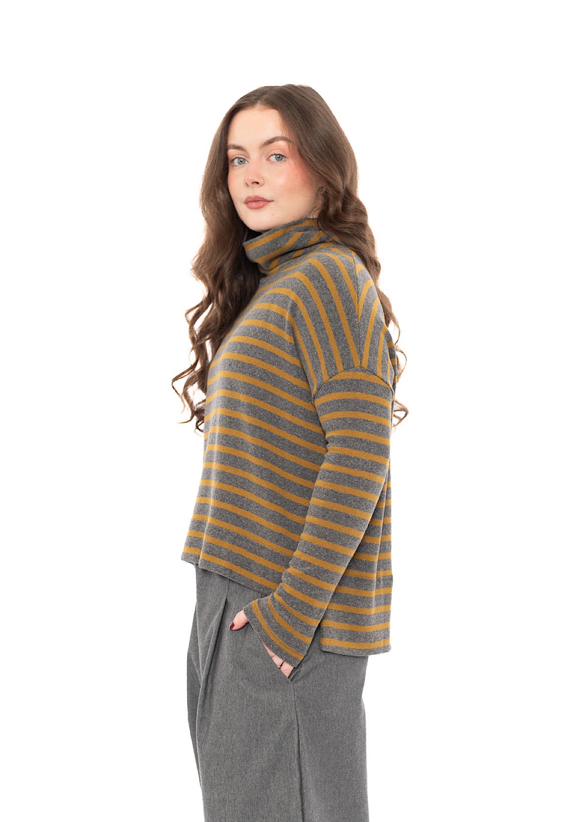 STRIPED COTTON-FLEECE MOYET PULLOVER