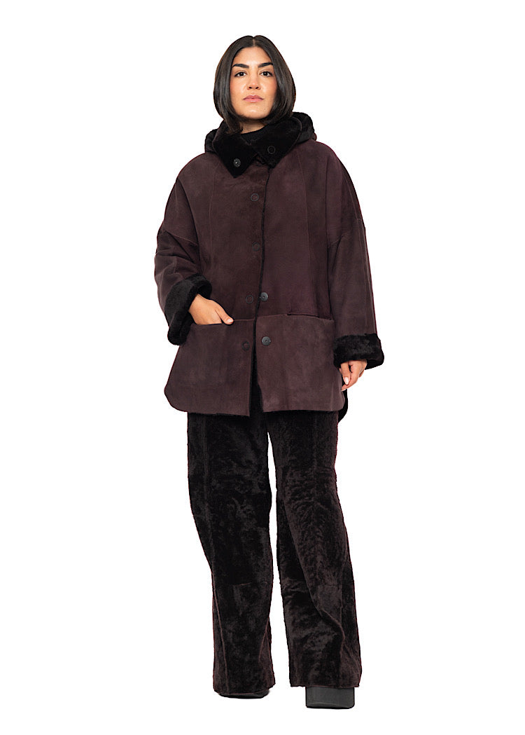 REVERSIBLE FUR HOODED JACKET
