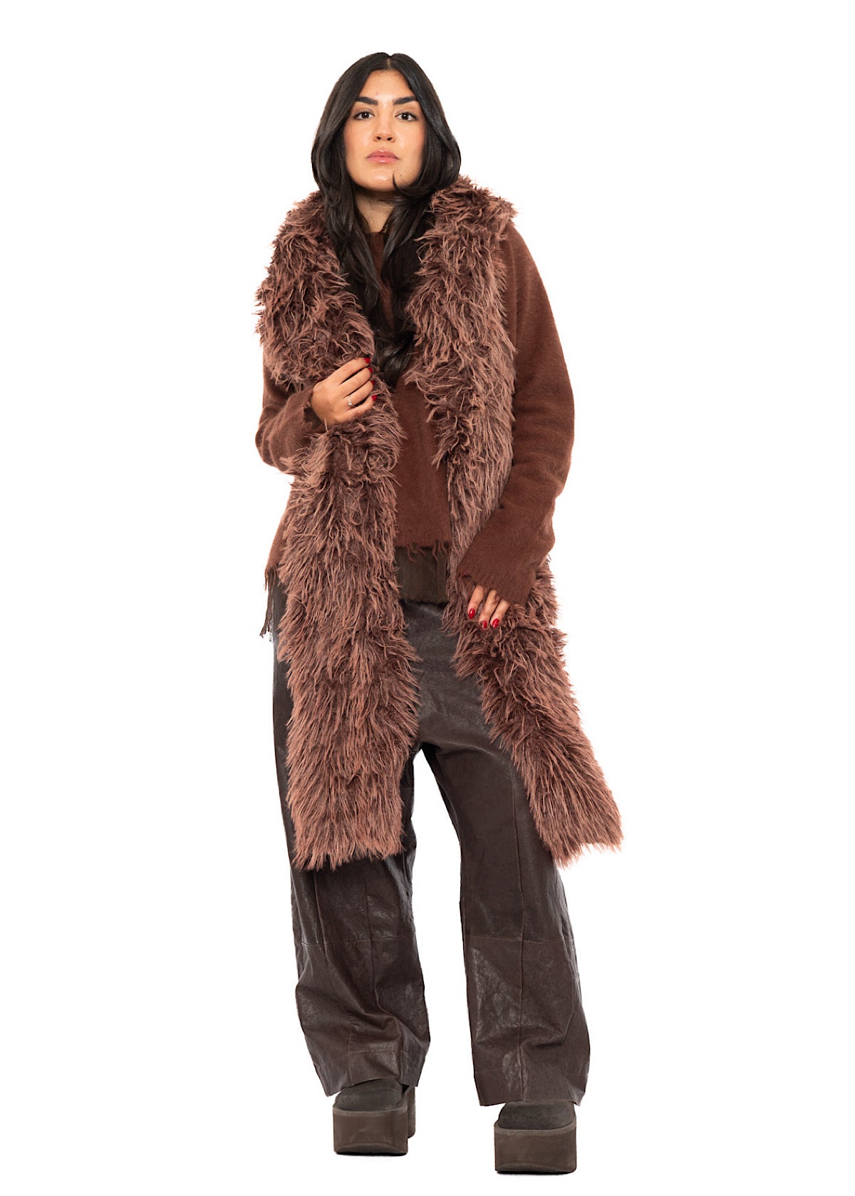 STATEMENT FAUX FUR HOODED SCARF