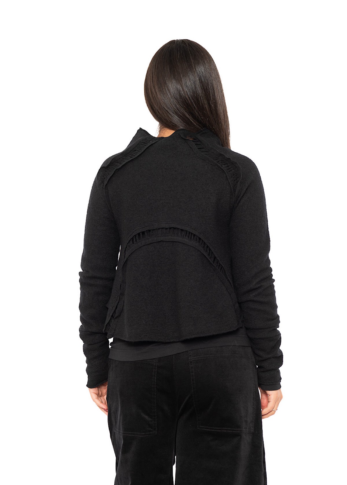 CROPPED BOILED WOOL CARDIGAN