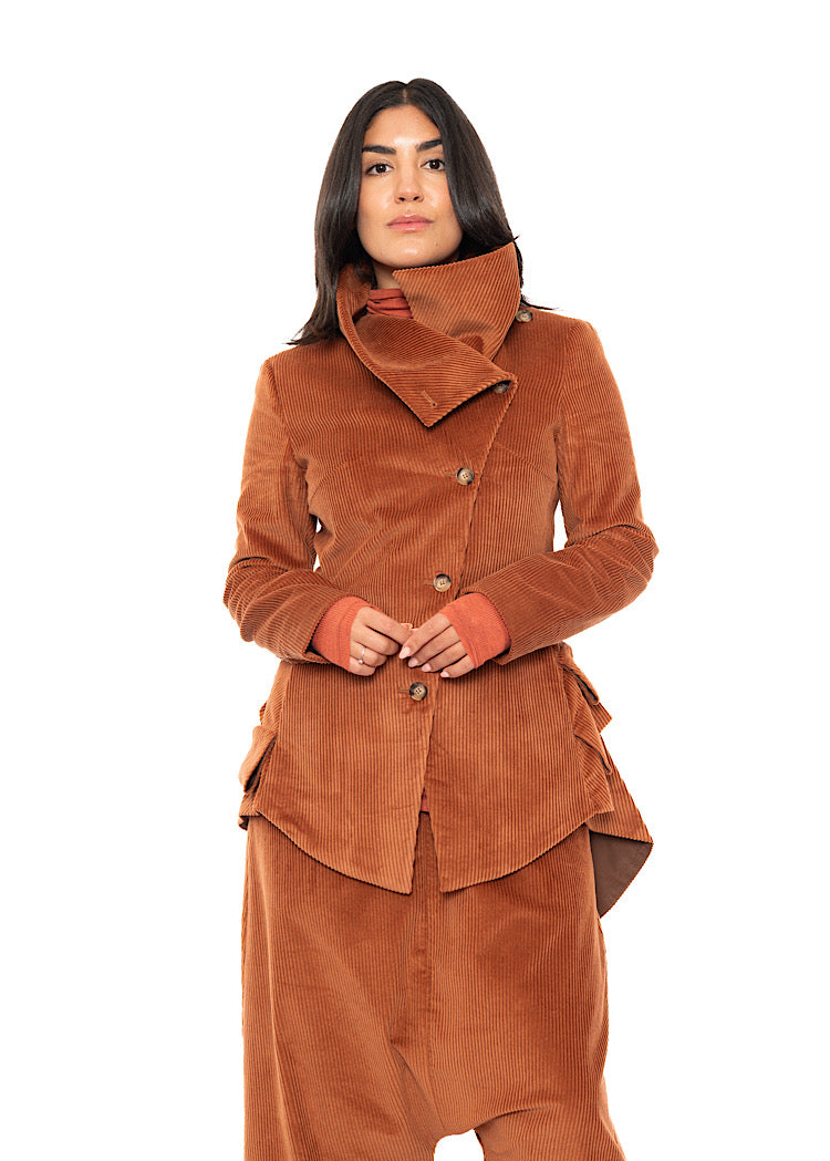 ASYMMETRIC STRETCH CORD VELVET JACKET